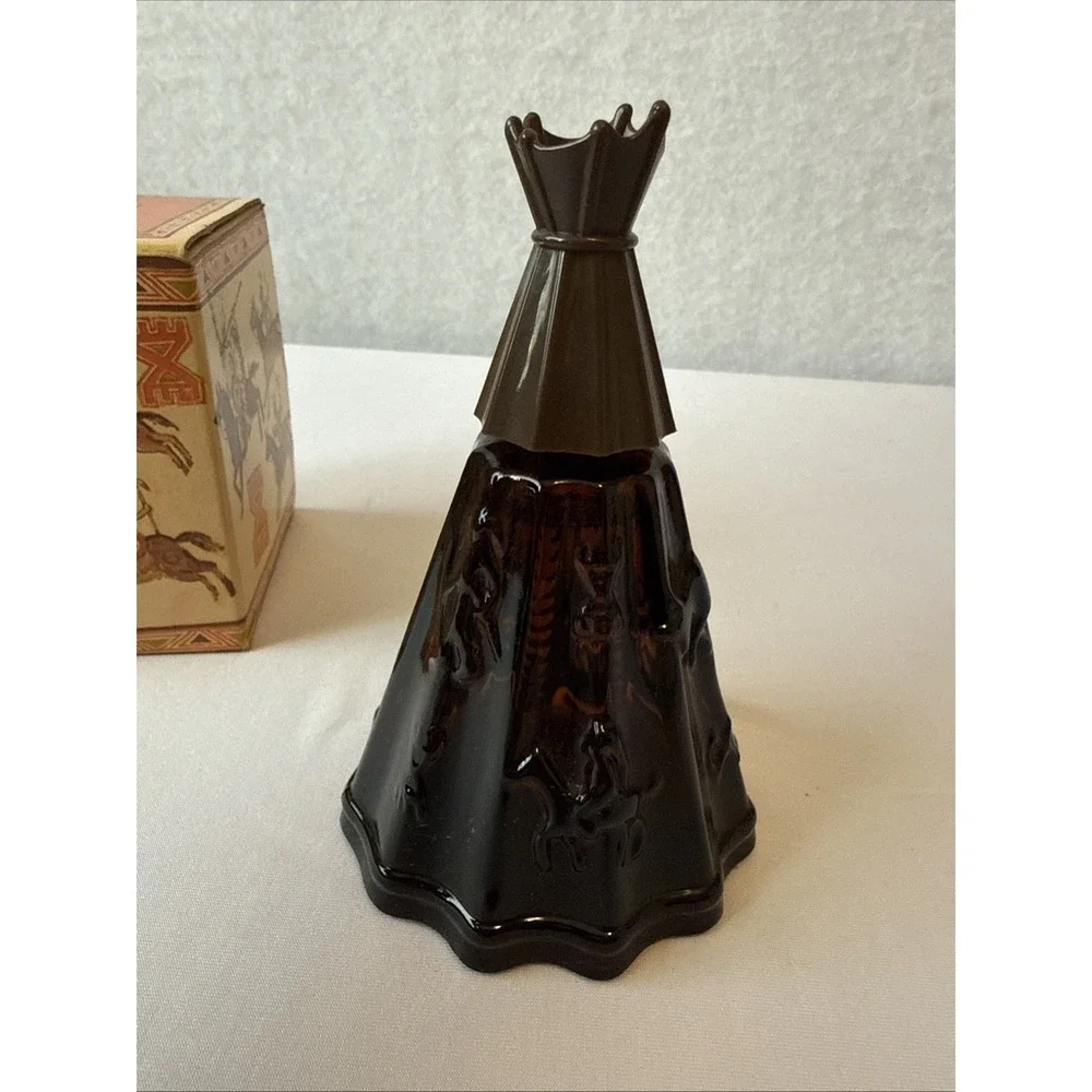 Vintage 1974 Avon Indian Tepee Decanter Bottle Full With Box Wild Country 4oz